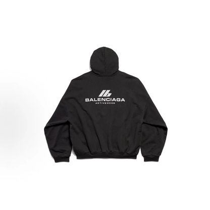 Balenciaga Activewear Logo Hoodie Oversized Unisex Black Sweatshirt