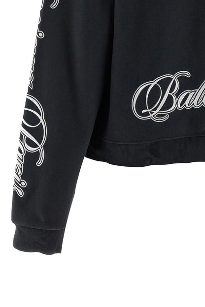 Balenciaga Cursive Embroidered Hoodie Women