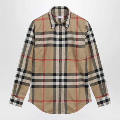 Burberry - Slim-fit cotton twill check shirt in archive beige