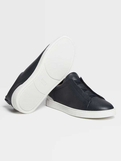 Triple Stitch Sneakers | Navy Blue Deerskin