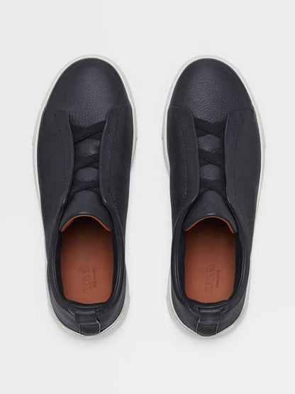 Triple Stitch Sneakers | Navy Blue Deerskin